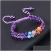 Jewelry 6Mm Amethyst Black Onyx Howlite Double Layer Crystal Stone Bracelet Adjustable Hand Woven 7 Chakra Healing Yoga Drop Delivery Dhkdl