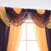 Tenda in tinta unita trasparente per finestra con testa Swag mantovana, decorazione per la casa e il soggiorno