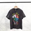 24ss Japão Primavera Verão Homens Ghost Earth Imprimir Lavado Vintage Tee Mulheres Skate Manga Curta Designer Camiseta 1228