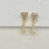 Kolczyki marki Projektant Let Ear Stud 18k Gold Gold Brass Mosiężne Miedź Ceardrop Women InLay Crystal Geometryczne kolczyki na przyjęcie weselne