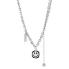 2024 DESIGNERS Square smiling face double-layer necklace for women with light luxury and niche design sense high-end sweet cool spicy girl internet celebrity sweater