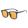 Солнцезащитные очки в черной оправе, желтовато-коричневые мужские превосходные солнцезащитные очки, красивые большие антисиние солнцезащитные очки
