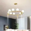 Lustres Nordique LED ronde lustre boule de verre or suspension lampe Restaurant cuisine salon lumières décoration décorations pour la maison décor
