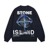 Stone American Trendy retro della carta bussola stampa lettera pullover girocollo ampio da uomo e da donna Sweetheart Ius1