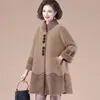 Kvinnors päls vinter mamma kläder faux mink fleece jacka plus size mode kvinnor står krage varm kappa lös lång överrock
