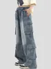 Damen Vintage Cargo Koreanische Y2k Baggy Mit Weitem Bein Haruku Jahre Streetwear bergroe Jeans Hose Sommer