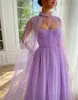 Élégante robe de soirée violette 2024 manches cape chérie paillettes paillettes a-ligne formelle fête robes de bal robes de fête robe de soirée