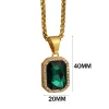 Hip Hop Iced Out Square Pendant Necklaces Male Golden Color 14k Yellow Gold Chains For Men High Quality Jewelry