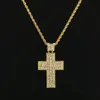 Bijoux hip hop masculin 18k Gold Silver plaqué Fashion Bling Bling Cross Pendante Men Collier pour cadeau présent chrétien2348