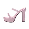 Sandals YMECHIC Sexy Clear Pvc Slip-on High Heels Platform Shoes Women Daily Heel Pink Gold Sliver Summer 2023 Size 34-43