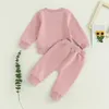 Citgeett Herbst Kleinkind Baby Mädchen Outfit Buchstaben Drucken Langarm Rundhals Sweatshirt Elastische Taille Hosen Herbst Kleidung 231228