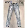 Jeans de diseñador para hombre, color morado, desgastados, desgastados, para motociclistas, cargo de mezclilla para hombre b Loe