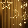 Romântula estrela da lua LED CURNATING String Strip tira de férias Casamento Garland Party Decoração 25m luzes 231227