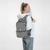 Backpack Retro Mod Circles Black And White Novelty Backpacks Student Unisex Trekking Breathable School Bags Design Rucksack