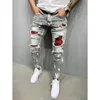 Trou Slim Fit Denim pantalons longs Homme pantalon Homme Streetwear déchiré Skinny bleu jean pour hommes 231227