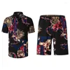 Survêtements pour hommes Design fleur rétro imprimé 2 pièces ensemble chemises décontractées hawaïennes short de plage pour hommes costumes de vacances Cody