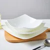Teller Jingdezhen Bone China Abendessen rein weißer Keramikplatte Haushalt Pasta Quadratküchenschale verzerrte Winkel