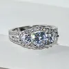 Cluster Rings Luxury Female White Bridal Wedding Ring Set Fashion Filled Jewelry Promise CZ Stone Engagement For Women