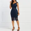 Casual Dresses Women Lace Dress White Navy Blue Wedding Bridesmaid