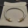 925 Pulsera de plata con dijes de lujo DY Diseñador Personalizado Apertura retro Edición amplia para hombres Brazalete Amor Chapado en oro Pulsera dy para mujer Regalo de joyería con caja