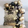 Kit d'arc de guirlande de ballons en or noir Confetti Latex 30e 40e 50e anniversaire Ballons de fête Décorations Adultes Baby Shower 231227