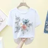 T-shirts d'été à manches courtes pour femmes, hauts basiques de Style coréen