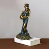 目隠しされたフォルトゥーナ彫像古代ギリシャのフォーチュンの女神ヴィンテージブルーラック彫刻家のための運の装飾231228