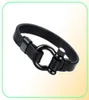 Bracciale da uomo in acciaio inossidabile con viti Ancla Grilli in pelle in nero Bracciale da marinaio nautico da surfista Bracciale da uomo Gioielli 8806994