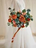 Dekorativa blommor konstgjorda kricka orange ombre färg 1970 -talets skum falska rosor med stjälkar 25/50 st för DIY bröllopsfestdekorationer