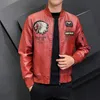 Casual Motorcykel Windbreaker Zip Stand Collar Faux Leather Jacket Men Slim High Quality Fashion Wool Liner Coat Streetwear 231227