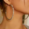 Boutique Hiphop Brand Crystal Large Boucles d'oreilles Gold Tone Silver Tone Big Rinestone Clip sur Circle Oreing Bring pour les femmes PersonnelI274R