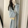 Kvinnors stickor Höstkläder Kvinnor Faux Mink Cashmere Cardigan Loose Pull Femme Bat Hylsa Lång kappa Tjocklek Varm stickad tröja Outwear