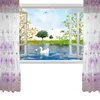 Rideau 100 200 cm motifs tournesol salon balcon décorations pour la maison traitement de fenêtre (gris clair)