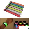 Decorazione del partito Nylon Led Sport Schiaffo Cinturino da polso Bracciale leggero Flash Bracciale luminoso Bracciale all'ingrosso della fabbrica Lx2233 Drop D Dhlg4