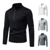 Men's Hoodie Front Zipper Design Solid Color Turtleneck Bottom Coat Men