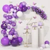 Butterfly Purple Balloon Garland Arch Kit Happy Birthday Party Decor Kids Baby Shower Latex Ballon Chain Wedding Supplies 231227