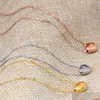 Bijoux 3 couleurs filles amour colliers plaqué or en forme de coeur pendentif clavicule chaîne collier solide bracelet bracelets mode inoxydable Dhk7K