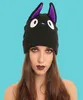 Cartoon Cute Anime Kiki039s Service Cat Jiji Black Cat Beanie zima ciepłe wełniane mieszanki wełny miękkie, ciepłe kapelusz kapeluszu 6326404