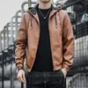 Moda uomo con cappuccio giacche in pelle autunno abbigliamento casual giacca biker moto cappotti antivento in pelle calda taglia S-4XL 231228