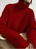 女性用セーター女性タートルネックセーター秋の冬の濃厚なカシミアニットプルオーバーウォームカジュアルルーズベーシックレミスジャンパートップ