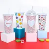 Creative Love Color Smanding Cup 24oz / 710ml pp boisson Cold Blue Plastic Water Cups Color Smanding Changement Cup Fabricants Love Process 50pcs LT734