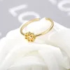 Klusterringar söt solros för kvinnor flickor justerbar guld färg rostfritt stål ring bröllop estetiska smycken parti gåva anillos