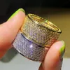 Choucong Blawing Luksusowa biżuteria 10KT Biała złoto napełnienie Pave Micro Sapphire CZ Diamond Ciąg Wedding Circle Pierścień 215Z