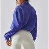 AL186メタルロゴヨガハイカラー女性プラスベルベット肥厚ジャケットフーディーズスポーツハーフジッパーテリーデザイナー甘いゆるい短い服
