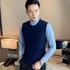 Knit Sweter Mężczyzna stały kolor bez rękawów zwykłe męskie ubranie niebieska kamizelka kamizelki Zamkoty plus rozmiar produkty sprzedażowe 2023 A 231227