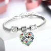 Bracelets de liaison 12pc en cristal coloré en cristaux Bangles Love Chain de perles Famille Nana grand-mère Sœur Maman fille Nièce Nièce Bijoux