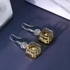 Dangle Earrings Light Luxury Asscher Cut High Carbon Lemon Gemstone Pendant Women's Boutique Jewelry