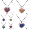 Pendant Necklaces Mood Heart Color Changing Temperature Sensing Necklace Pendant Women Children Necklaces Fashion Jewelry Wi Dhgarden Dhmtq