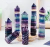 Naturale colorato colorato di fluorite Crystal Quartz Tower Quarzo Punta Fluorite Crystal Obelisk Wand Healing Crystal 15 Dimensioni