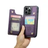 För iPhone 15 Pro Max Wallet Case, iPhone 14 Pro Case 13 12 11 Pro Max med kortinnehavare RFID Blockering för kvinnliga män, hållbar kickstandschocktät telefonfodral